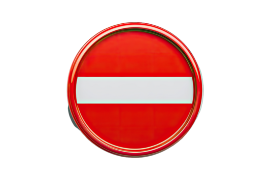Circular red prohibition sign with white bar