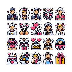 Naklejka premium collection of Father's Day Mother's Day Icons