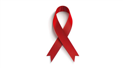Minimalist red ribbon logo for World AIDS Day, isolated on white background, flat vector design