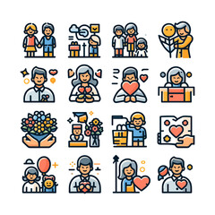 collection of Father's Day Mother's Day Icons