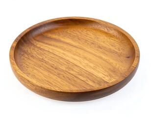 Wooden plate, round, light brown