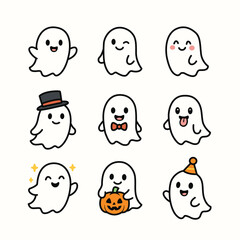 Ghost Icon Cartoon Set