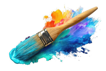 Obraz premium Paintbrush in vibrant splashes of color