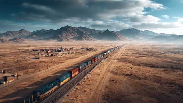 Truck traveling across desert valley highway for logistics distribution &ndash; Video 4K UHD 60fps
