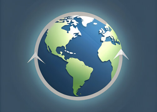 globe on the world map vector icon smile - Powered by Adobe