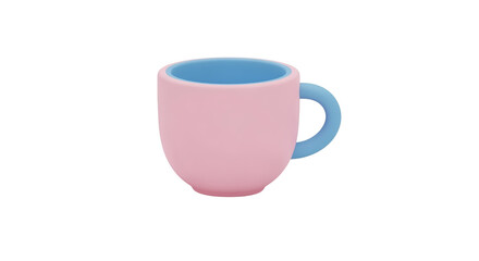 Pastel Pink and Blue Ceramic Coffee Mug on Transparent Background