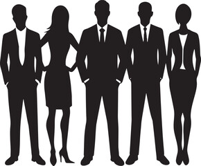  Business People Standing Silhouette – Corporate Team and Leadership