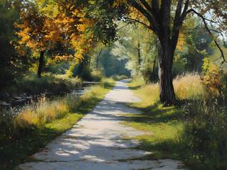 Fototapeta premium Early autumn paved trail