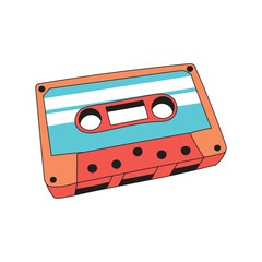 Obraz premium Colorful Cassette Cartoon Icon Illustration