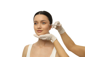 Injector skin enhancement procedure, isolated on white, PNG