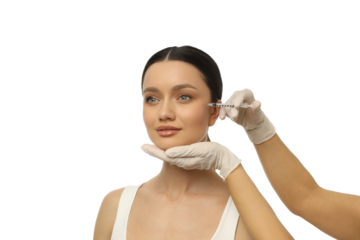 Injector skin enhancement procedure, isolated on white, PNG