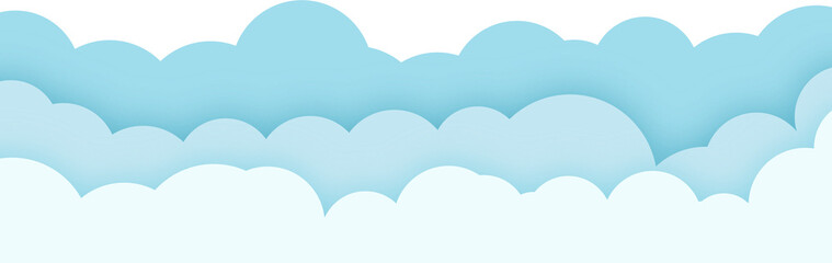 Layered Sky Cloud Pattern, Isolated Background. Dreamy Blue Background Decorative Design