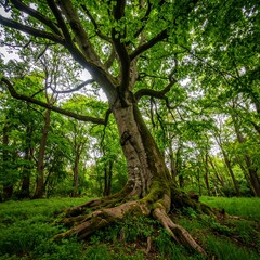 Majestic ancient tree in lush forest (1)