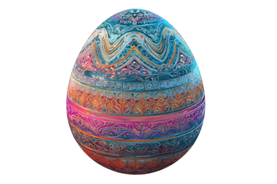 Ornate Easter egg, vibrant colors, intricate patterns