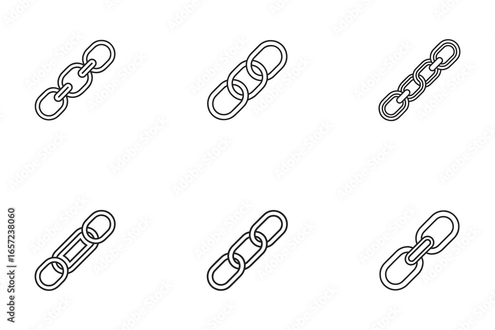 Poster Line Art Chain Illustrations for Connectivity Security and Network Concepts Representing Strength and Interlocking Connections for Graphic Design