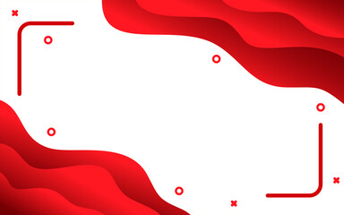 Red and white abstract frame with a wave pattern. Decorated with geometric elements.