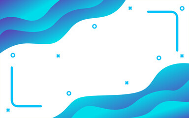 Blue abstract frame with wave pattern. Decorated with geometric elements.