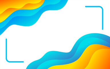 An orange-blue abstract frame with a wavy pattern. Decorated with curved lines at the corners.