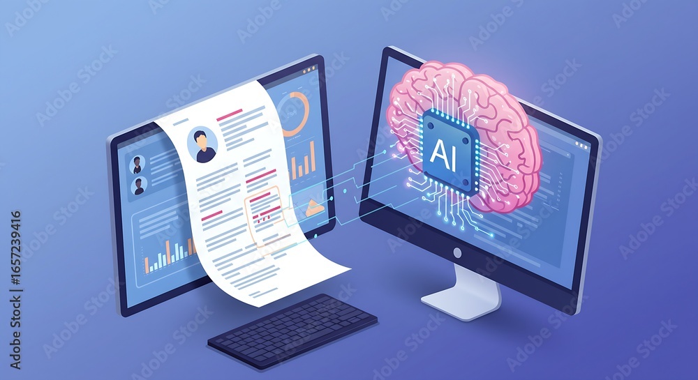 Aufkleber ai driven resume analysis and candidate evaluation on computer screens