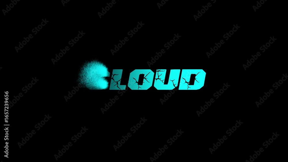 Poster cloud text animation. cloud style, design elements motion graphics. banner sign template signboard 4