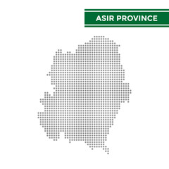 Dotted map of Asir Province in Saudi Arabia