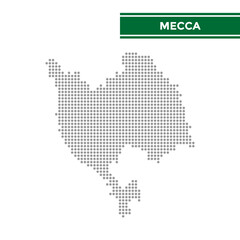 Dotted map of Mecca Province in Saudi Arabia