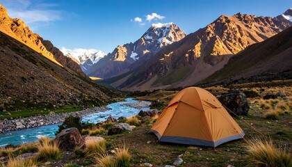 Mountain camping scene