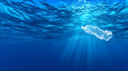 Naklejka premium Plastic Bag Pollution in the Ocean