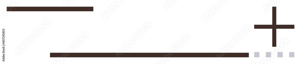 Poster horizontal and vertical lines form clean, balanced design with dotted accents and mathematical plus 