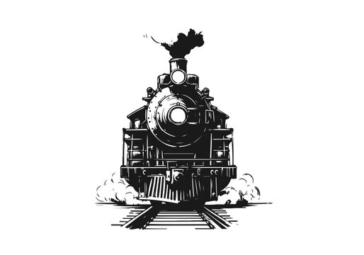 locomotive train hand drawn vector illustration