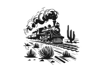 locomotive train hand drawn vector illustration © Shutoda
