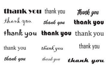 Thank you black text handwritten. Thank you black text white background vector. Thank you simple text.