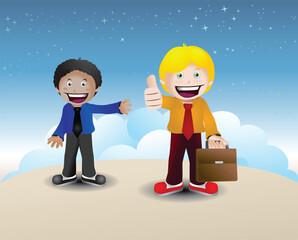 illustration of a business children choosing the  best leader  on space background