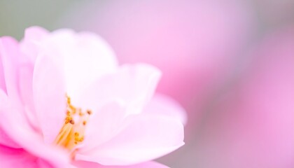 Close-up view of a delicate pink flower, showcasing soft petals and a blurred, pastel background.