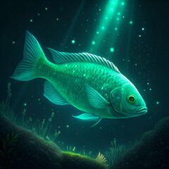 Naklejka premium tropical fish on blue background
