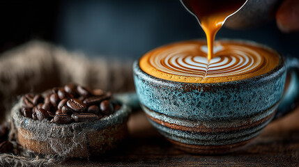 Barista Pouring Latte Art - International Coffee Day Theme