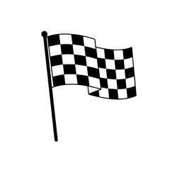Fototapeta premium Black and White Checkered Flag Waving on Pole.