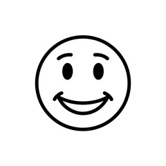 Simple Black and White Smiling Face Icon.