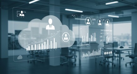 Office environment with cloud data visualization and analytics