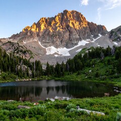 Mountain lake at dawn