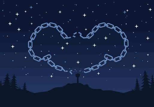 Broken Chains of Love A Pixel Art Night Sky Constellation