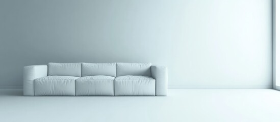 Modern light gray sofa in minimalist room with window