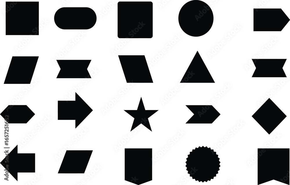 Poster abstract geometric shapes and lines arrows isolated on transparent background