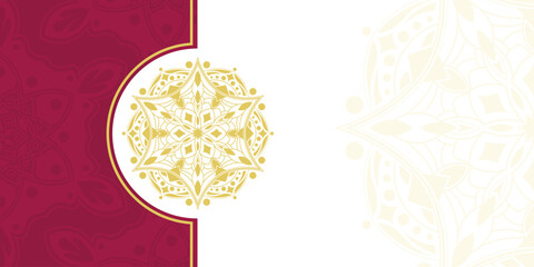 Islamic Mandala Background with Red and Gold Ornamental Design