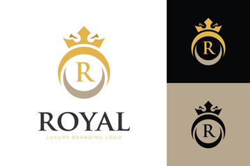 King Royal Luxury Logo Design with Crown and initial Letter Brand Name Symbol Concept for luxury brands, jewelry, fashion, hospitality, and high-end business Brand identity