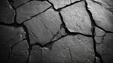 Cracked, dark gray stone texture, rocky and rough
