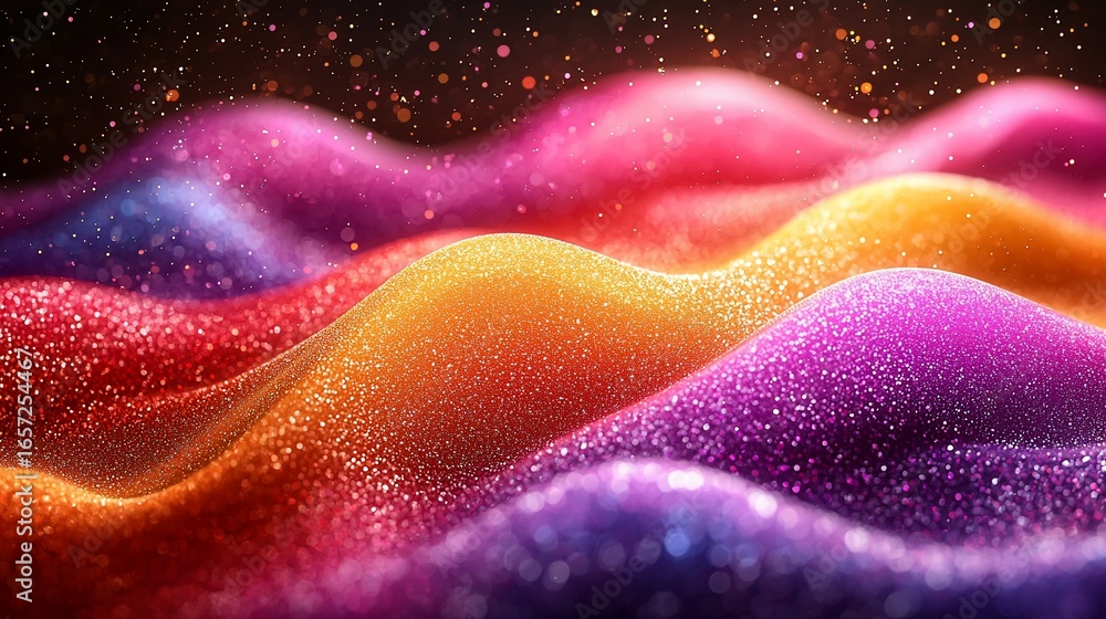 Poster abstract colorful glittery wavy texture background with sparkles