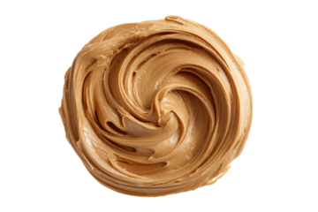 Close-up of a swirl of smooth peanut butter