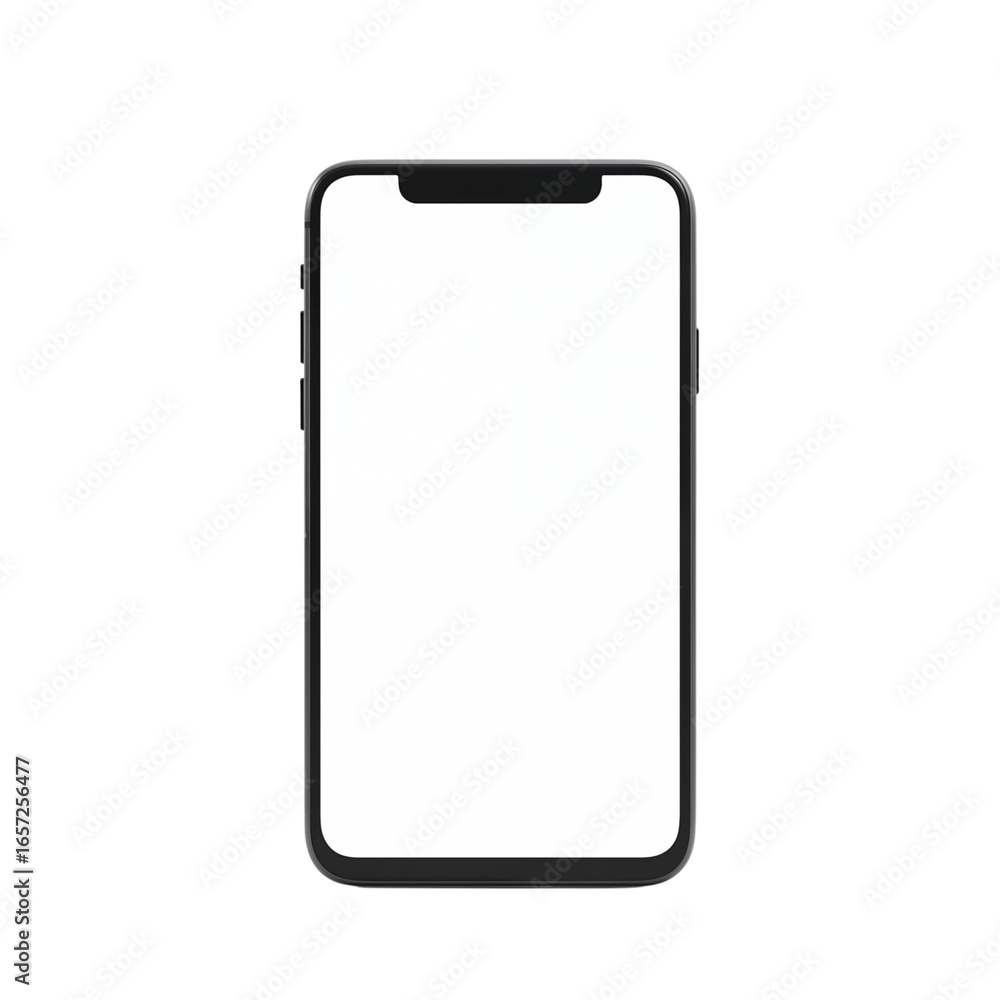 Poster modern smartphone with a blank white screen displaying a subtle abstract pattern isolated on transpa