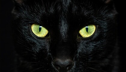 Close-up black cat eyes